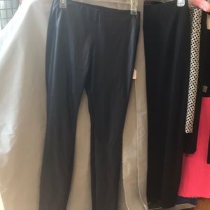 Faux leather and fabric stretch pant